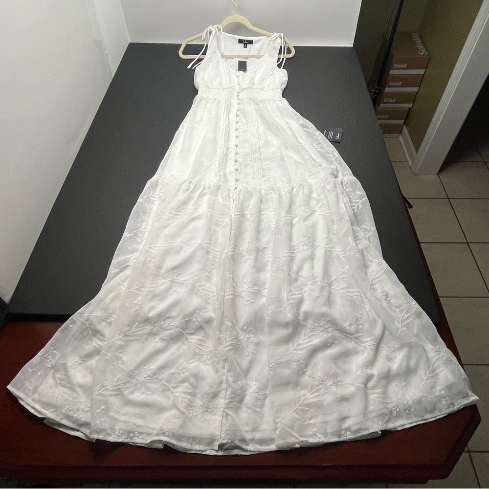 Lulus Time Well Spent White Embroidered Maxi Dress Womens Size Small NEW *FLAWED